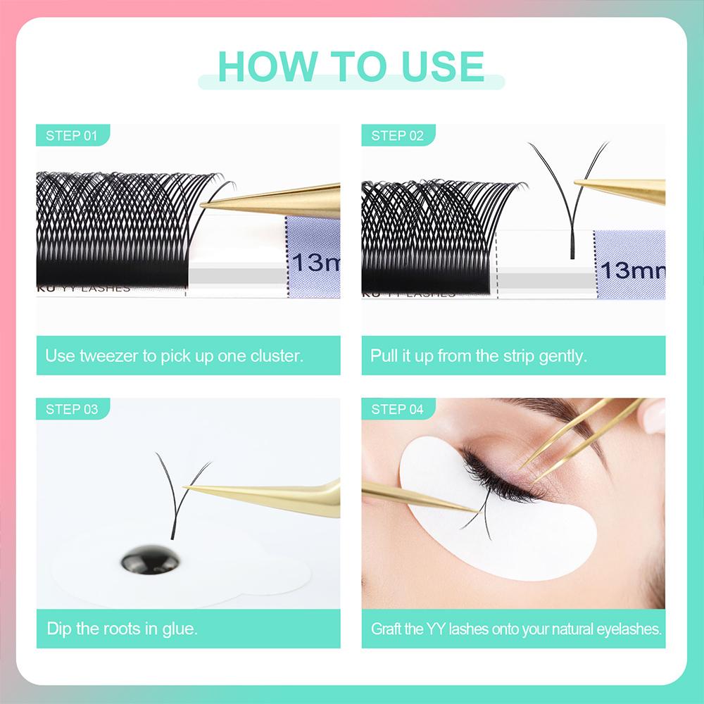 NAGARAKU Накладные ресницы формы YY, сетчатый материал премиум-класса, толщина 0,07 мм, изгиб C, длина 8-15 мм, ручная работа для легкого, естественного вида