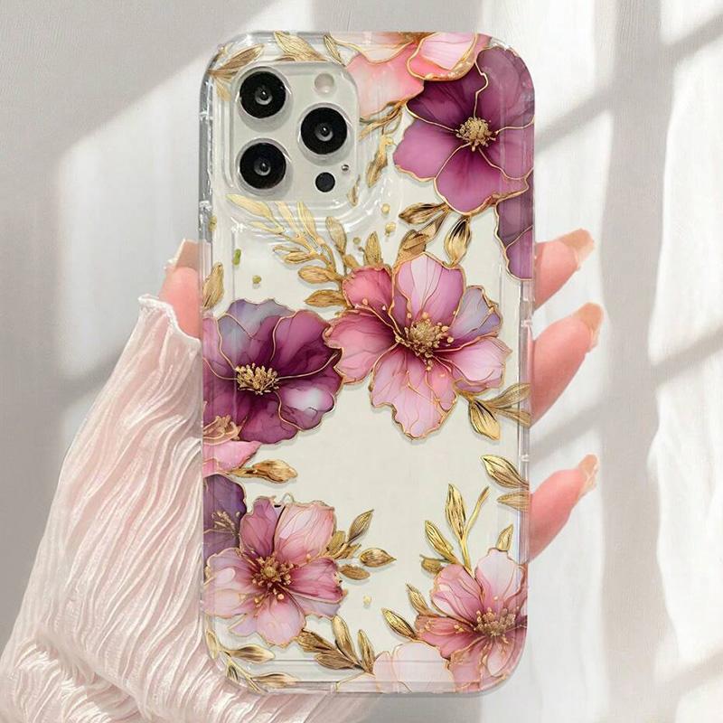 Мягкий резиновый чехол с цветочным узором гибискуса для iPhone 16 15 13 14 12 11 Pro Max 16E 7 8 Plus SE2 X XR XS 13 Mini прозрачный чехол