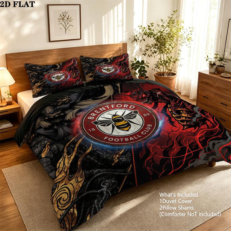 Brentford Pattern Bedding Quilt Set Home Decoration Gift (1 * duvet cover + 2 * pillowcase without core)