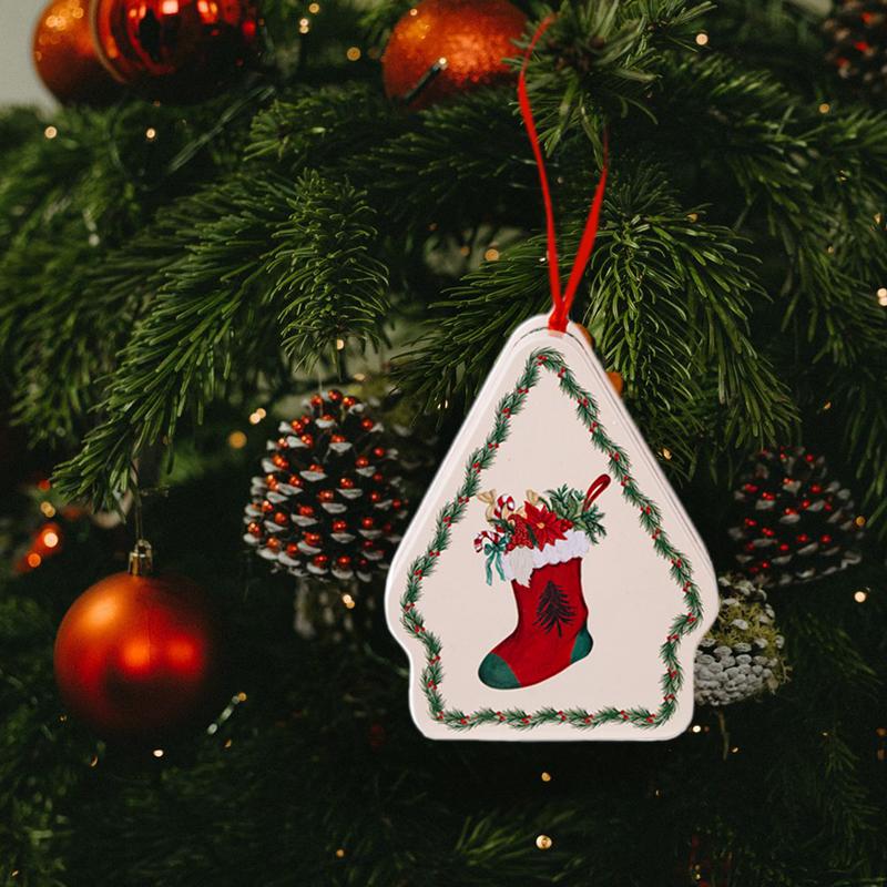 Рождественский домик Форма Рождественская атмосфера Рождественские украшения Банка для шоколада со шнурком Милая коробка для конфет Детская 10,5x8,5x4см