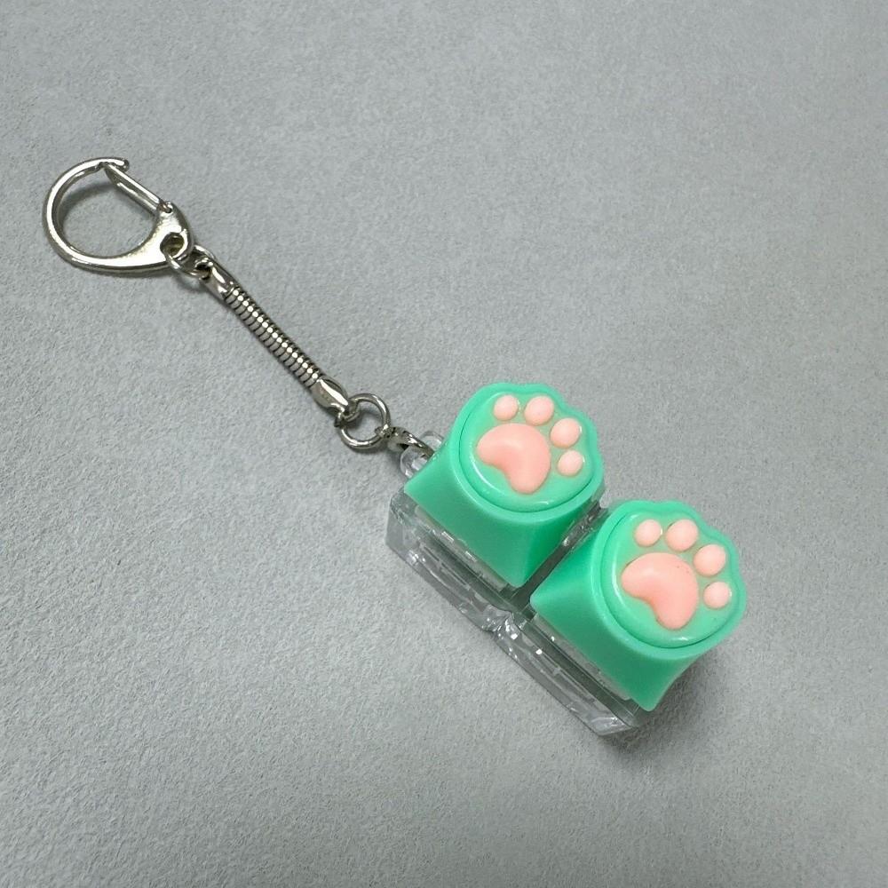 Keys Button Cat Claw Keychain 2Keys Fidget Keychain Relaxing Keyboard Clicker Toy Pass Time