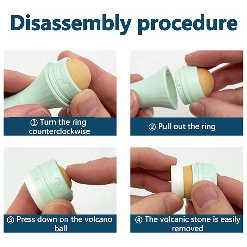 Натуральный вулканический роликовый массажер для лица 2 в 1, поглощающий жир, матирующий макияж, средство для ухода за кожей, очищающий роликовый шарик для поглощения жира