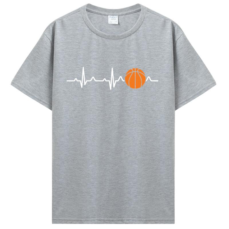 Basketball Heartbeat TShirt Men Birthday Gifts Short Sleeves Funny Tees O Neck Cotton Clothes Humor T Shirt