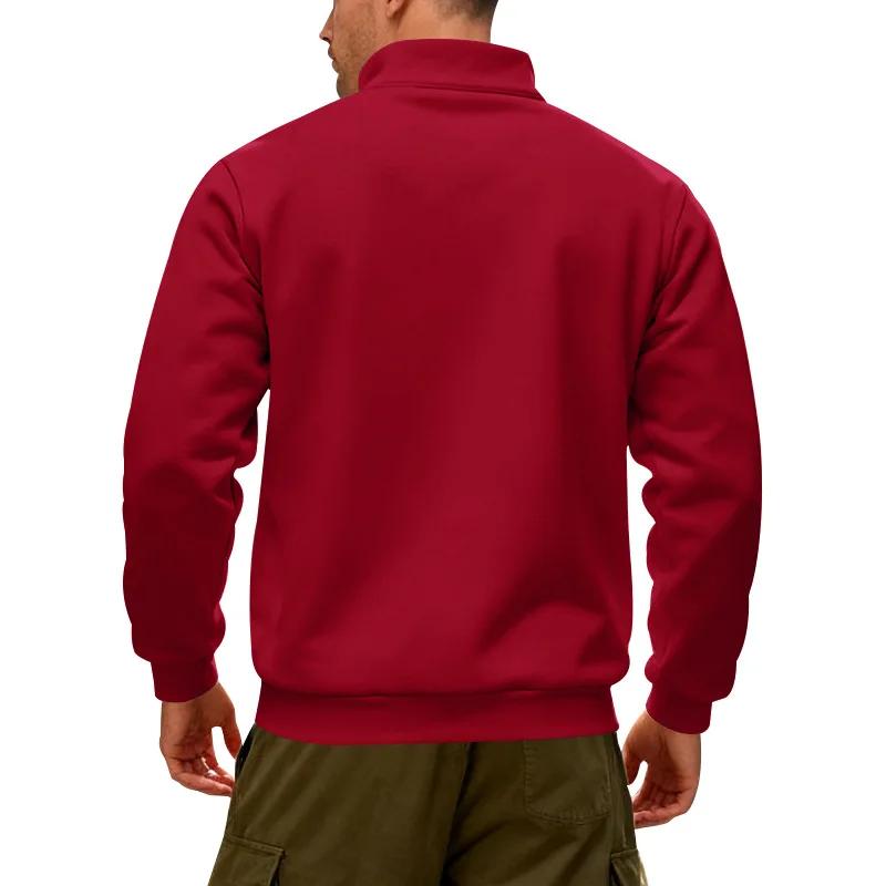 Зимний флис Тяжелые толстовки Свободные Уличные Мужские Теплые Пуловер с полумолнией и воротником-стойкой Спортивное худи для мужчин