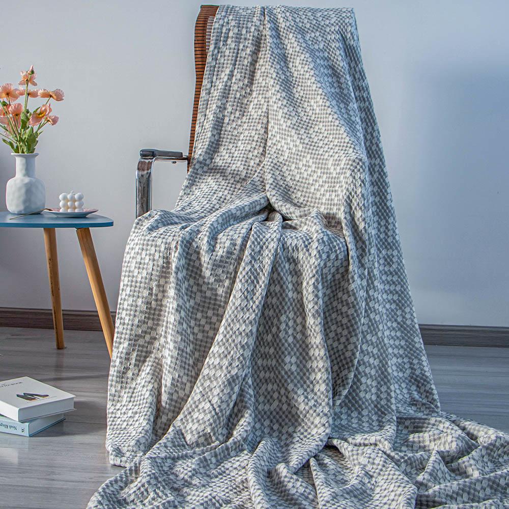 Customizable Breathable Sustainable All-Season Single Waffle Cotton Receiving Blanket Natural Throw Beach Bed Blankets