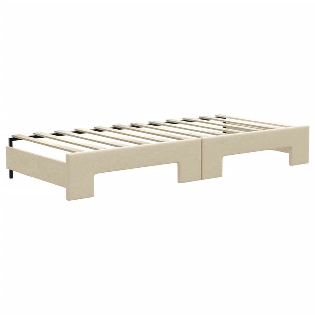 Vidaxl Sofa Rozsuwana Z Szufladami, Kremowa, 80X200 Cm, Tkanina