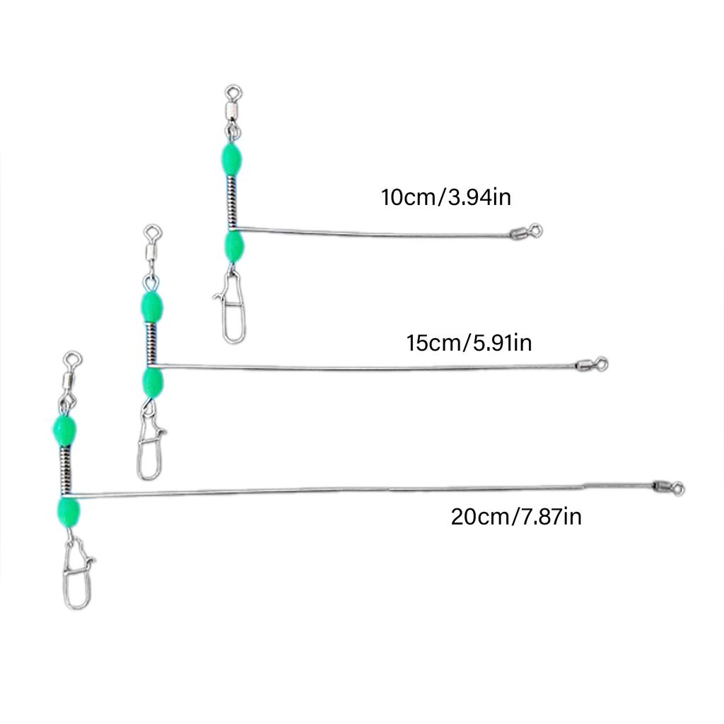 10 шт. Тройные вертлюжки с роликом, Т-образные вертлюжки с застежками, Соединители для рыбалки из нержавеющей стали со светящимися бусинами для ночной рыбалки