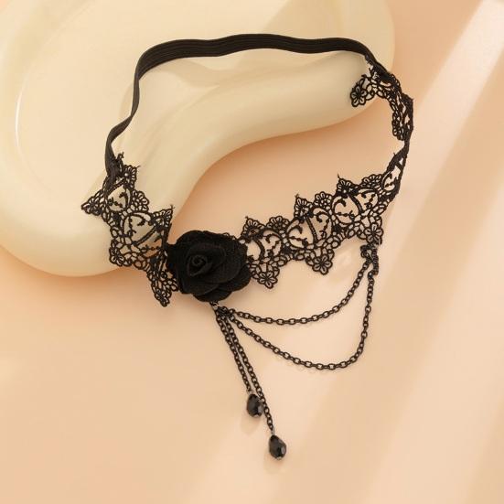 Women Leg Chain 3D Rose Decor with Elastic Band Tassel Chain Faux Crystal Pendant Leg Jewelry Wedding Night Club Party Thigh Garter