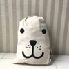 Toy Home Canvas Storage Bag Animal Stripe Pattern Cotton Laundry Bag Cute Basket Drawstring Dirty Clothes Organizer Bag