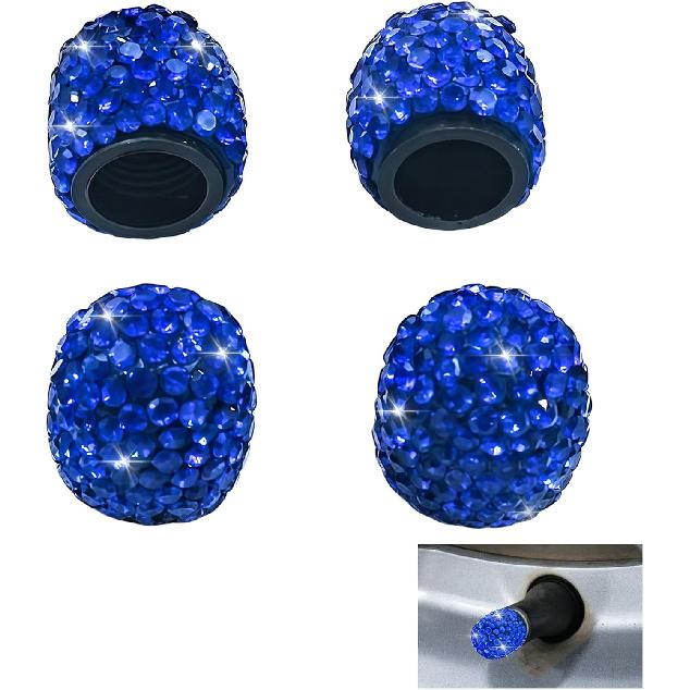 4PCS Rhinestone Tire Valve Caps, Tire Valve Caps, Car Accessories for Women, Anti-Corrosion, Shiny Decoration, AC-6-112 Suitable for All Kinds of