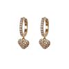 S925 Silver Gold-plated Ear Buckle Peach Heart Diamond Earrings Women's Ear Accessories Cold Wind All-match Earrings
