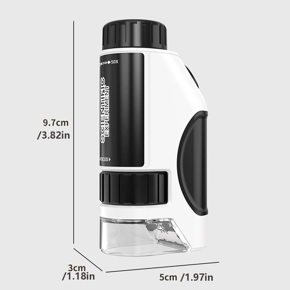 Handheld Kids Microscope Zoom 50x-300x LED Light Source Educational Microscope Battery Powered High Definition