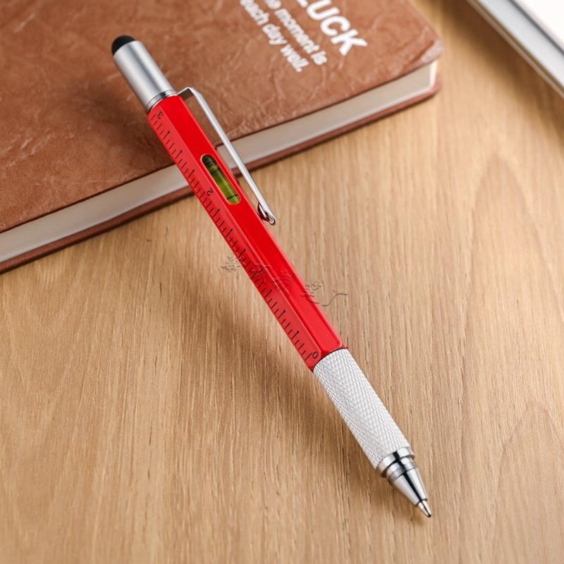 6-In-1 Metal Tool Pen Multifunctional Level Scale Pen, Screwdriver Capacitive Touch Ballpoint Pen