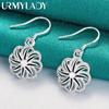 URMYLADY 925 Sterling Silver Flower Earrings For Women Wedding Engagement Party Fashion Jewelry