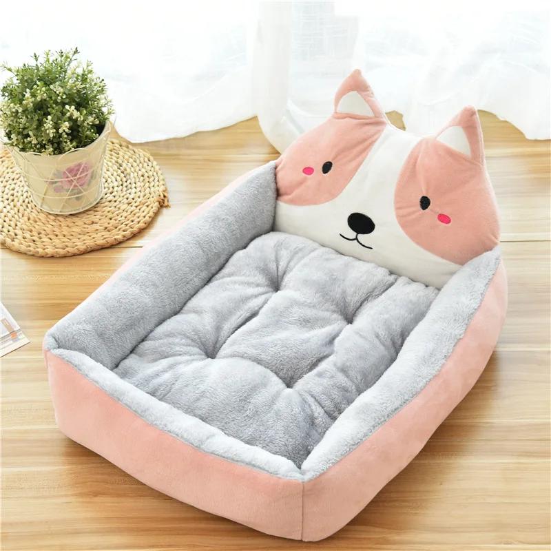 Oversize Soft Cartoon Chai Dog Shaped Dog Bed Winter Warm Cat Sleeping Mat Plush Cushion Puppy Kitten Sofa Pet Supplies