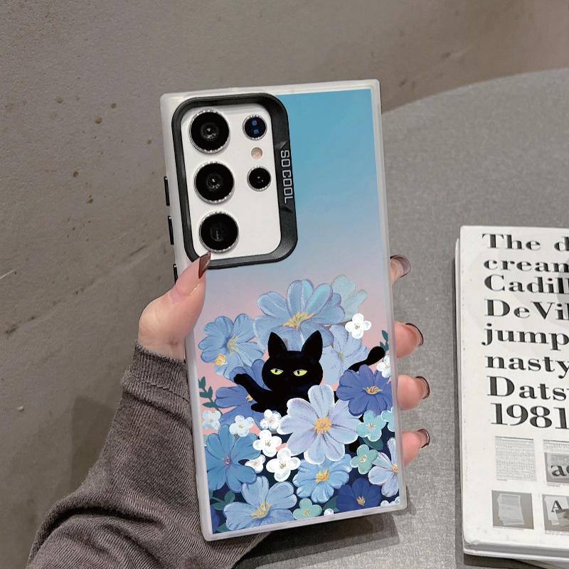 Чехол Cat Flower для iPhone 16 Samsung A55 A35 A34 S24 FE Xiaomi Redmi Note 13 Pro 14C Huawei Honor 200 противоударный бампер для телефона с защитой от царапин