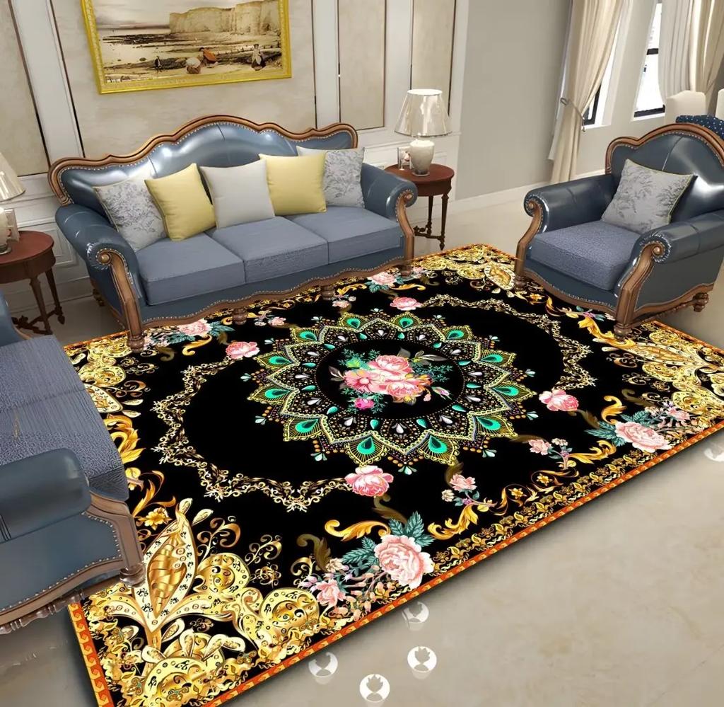 Ковер красный плюшевый в европейском стиле для украшения гостиной, домашние роскошные ковры большой площади для спальни, противоскользящие, моющиеся, напольные коврики для дивана