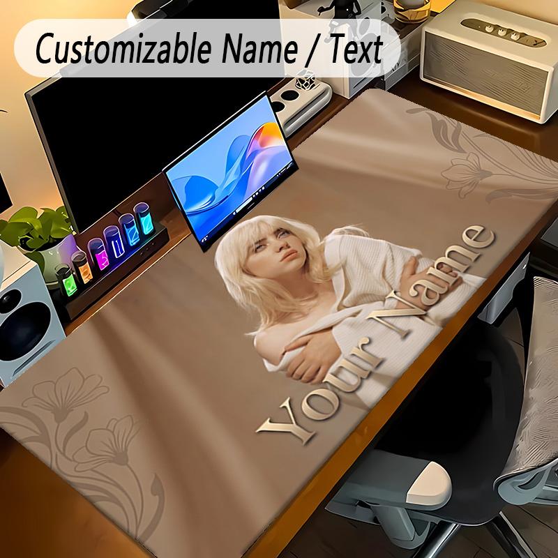 Large Mouse PadBillie Eilish Custom Name Text Personalized Desk Mat Non Slip Gaming Pad