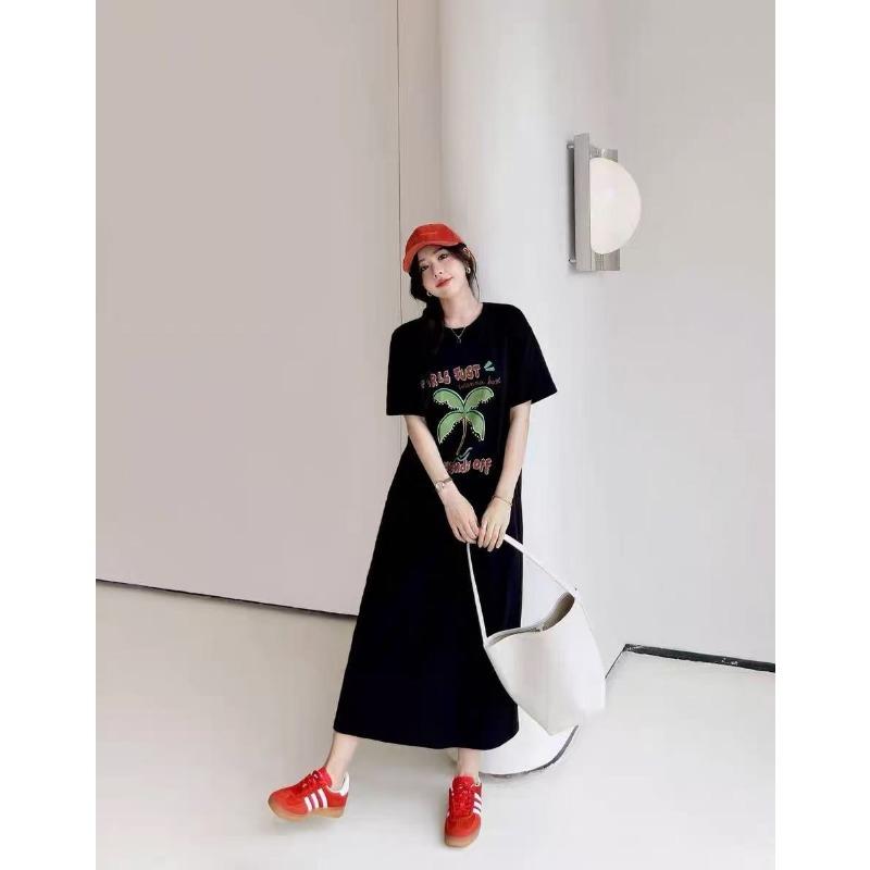 Женское платье-футболка с короткими рукавами и круглым вырезом, большого размера, свободного кроя, длинное, в стиле кэжуал, длиной до колена, для сна