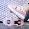 TUINANLE 2 Wheel Roller Shoes Boys and Girls Walking Shoes Can Walk, Slide and Shrink Flashing Lights for Primary School Students