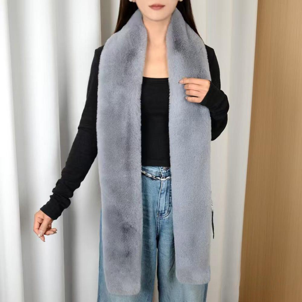 Fashionable 180cm Fake Fur Long Scarf Soft Plush Thick Long Strip Scarf Fur Decor Luxury Wraps Shawl Party Ladies Neck Warmer