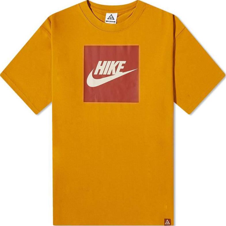 Nike Logo Print Round Neck Short Sleeve T-Shirt Men Tops Gold DR7755-727
