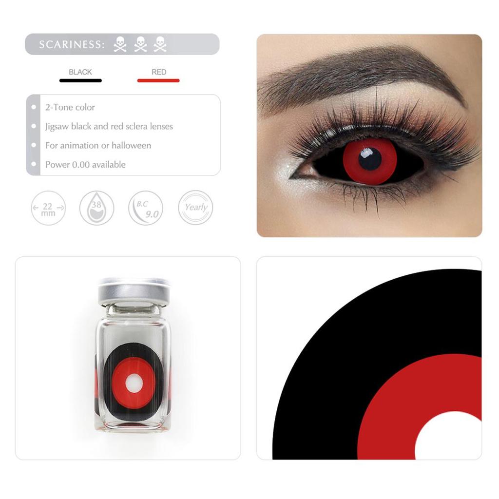 22 мм черные и красные линзы для склеры Токийский гуль Хэллоуин контактные линзы аниме косплей глазные контакты полный глаз