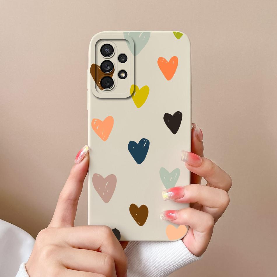 Чехол для телефона Samsung Galaxy A72 Сердце Любви Мягкий Жидкий Силикон Защита Камеры Задняя Крышка Для Samsung A 72 4G 5G Funda Capa