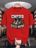 Chess Queen Pieces Graphic Mens Crew Neck T Shirt Chess Strategy Ruse Board Game Print Short Sleeve Casual Cotton Daily Tops