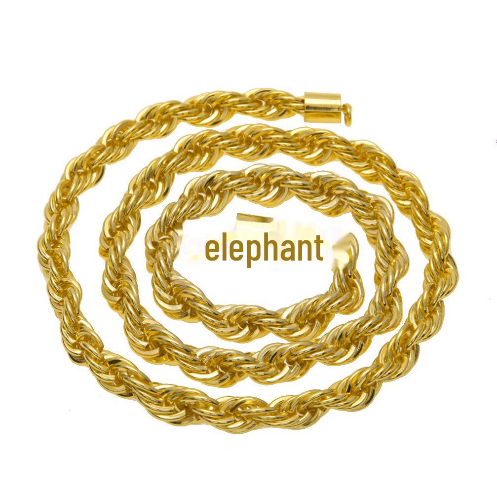 Мужское позолоченное ожерелье из витой веревки толщиной 1 см - стильный европейский и американский дизайн в стиле хип-хоп