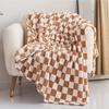 Throw Blanket Checkerboard Polyester Bedroom Bed Air Conditioning Blanket Winter Warm Flannel Blanket Sleeping Cover for Home