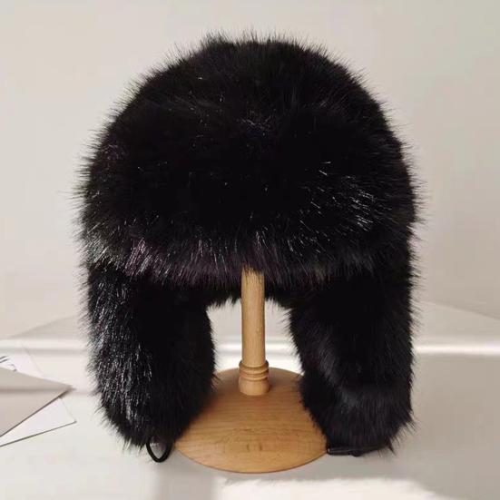 Плюшевая шапка Lei Feng, однотонная женская зимняя шапка, термошапка из искусственного меха лисы с длинной защитой ушей