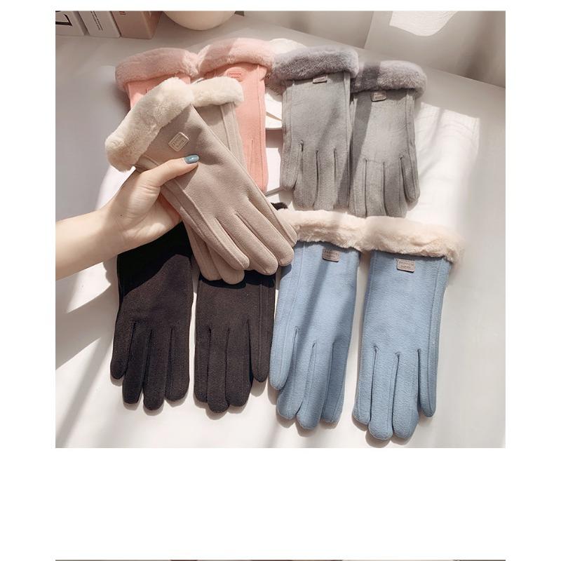 Теплые женские перчатки, зимние толстые замшевые перчатки на флисовой подкладке, осенние и зимние морозостойкие перчатки с сенсорным экраном, новые велосипедные перчатки для катания на лыжах