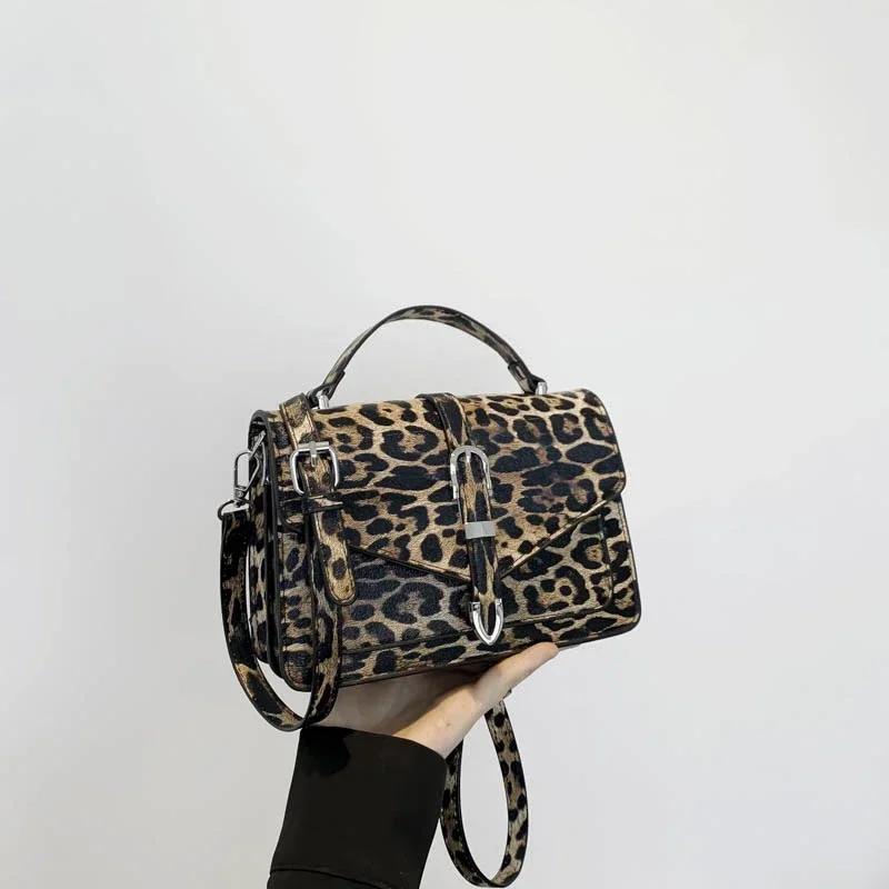 Сумка через плечо с леопардовой пряжкой для женщин, сумки на плечо из искусственной кожи, с клапаном, застежкой-молнией, высококачественные модные сумки