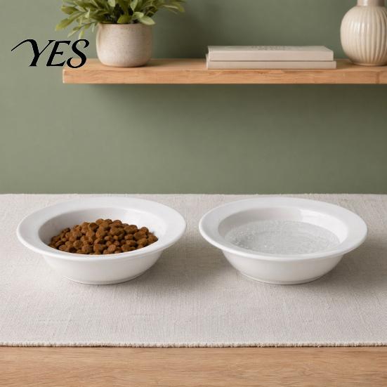 Ceramic Kitten Bowl Cat for Dry Wet Food, Microwave Dishwasher Safe Pet Dish Feeder Plate, Whisker Friendly Food Water Durable