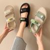 Sandals Women's Outer Wear Spring and Summer New Soft-soled Comfortable Flat-bottomed Versatile Velcro Beach Shoes