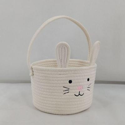 Пасхальная корзина бочкообразной формы, корзина для пасхальных яиц для детей, корзина в виде пасхального кролика для детей, маленькая плетеная корзина из хлопковой веревки для малышей.