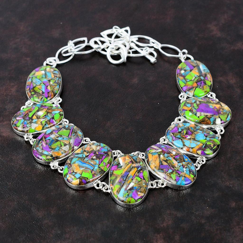 Ожерелье Fiesta Kingman с бирюзой, ювелирные изделия из драгоценных камней, ожерелье из стерлингового серебра 925 пробы, регулируемое ожерелье-цепочка, ожерелье из нескольких медных бирюзовых камней