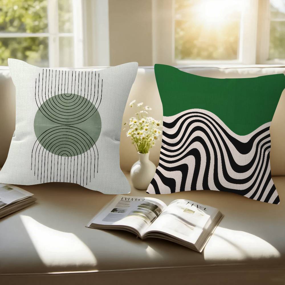 Abstract Green Bauhaus-Style Cushion Cover Car Throw Pillow Case For Sofa Car Christmas Gift
