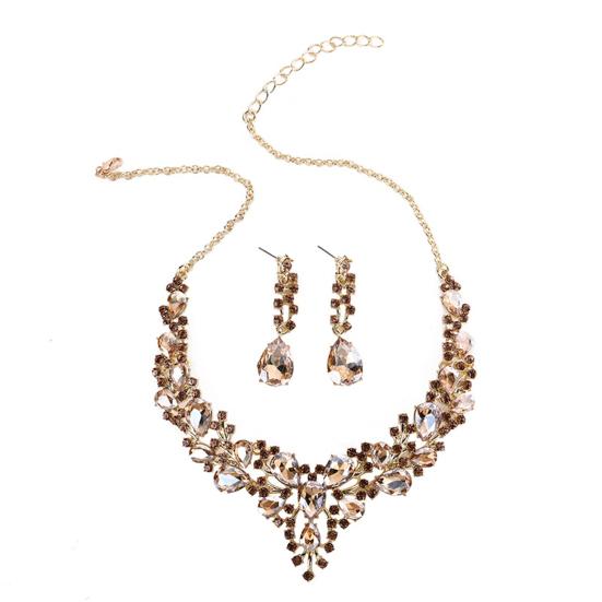 1 комплект свадебных серег, удлинительная цепочка, искусственный кристалл, инкрустированные стразы, нарядные, блестящие, для ужина, женские ювелирные изделия, ожерелье, женский аксессуар