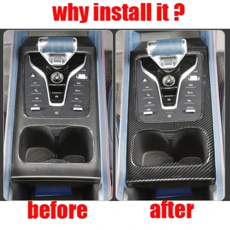 For BYD ATTO 3 YUAN PLUS ABS carbon center control gear box shift panle cover front water cup holder cover sticker