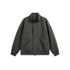 Minimalist Utility Jacket Men Women Stand Collar Zip Front Asymmetrical Slant Pockets Drawstring Hem Loose Fit