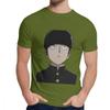 Male Tee Shirt Shigeo Kageyama Mob Psycho 100 Natural Cotton Top Design Round Neck Harajuku Streetwear