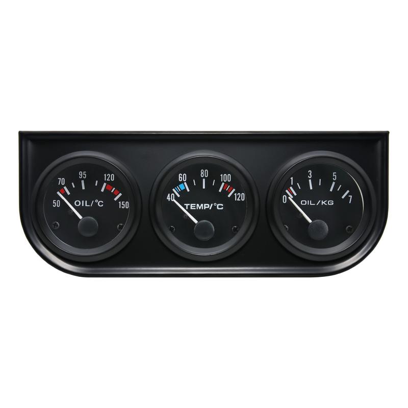 Oil Temp+Oil Pressure+Volt Meter 52mm 3 in 1 Car Modification Gauge Black/Chrome Bezel Face with Temp & Press Sensor Customized