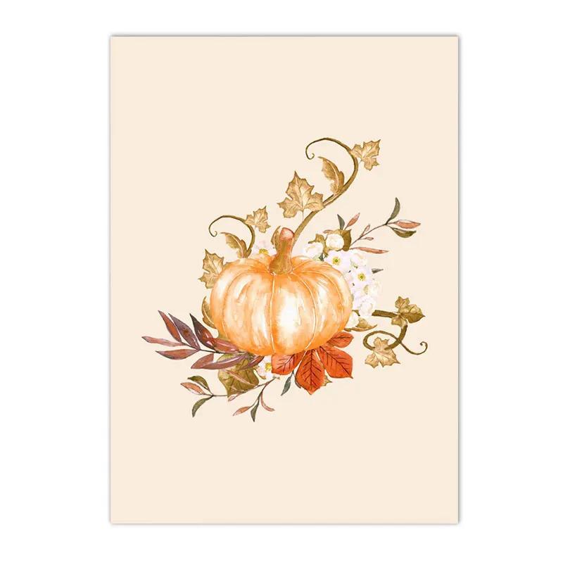 Canvas Painting Autumn Scenery Leaf Poster Print Nordic Wall Pictures Living Room Home Decor Hello Pumpkin Art