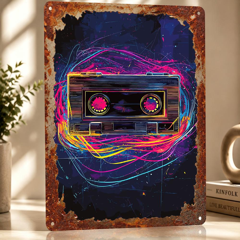 Retro Cassette Tape Art D Texture Metal Poster Customized Wall Art Tin Sign Gift for Mancave Wand Deko Luxury Decoration Home