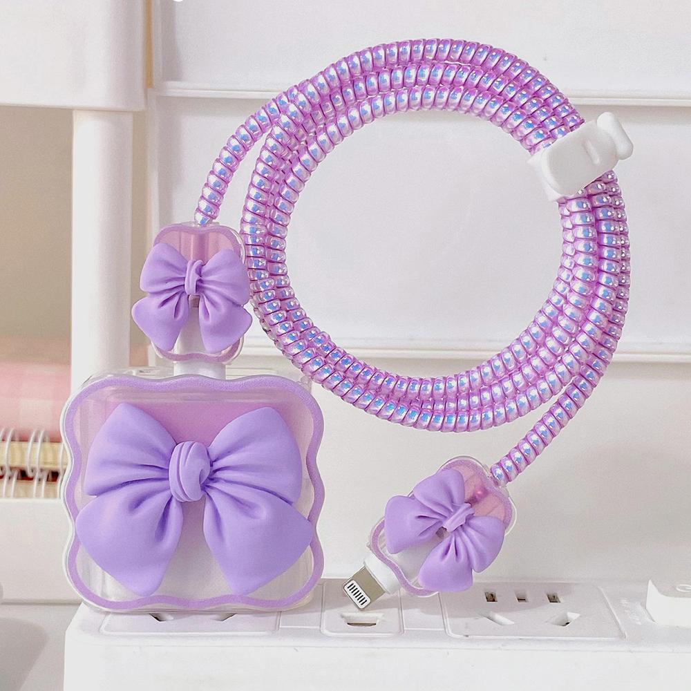 Applicable To Apple Data Cable Protective Cover Charger 18-20W Anti-breakage Winder Cute Flower Animal Advanced INS Style