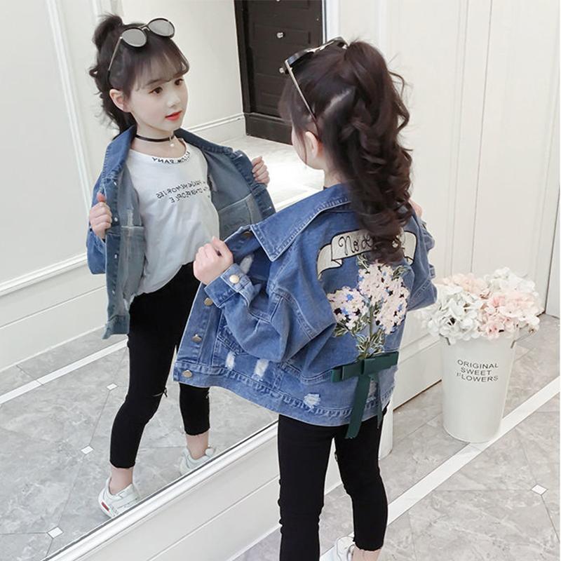 Деминовая куртка для девочек, детская весенняя теплая куртка, модное подростковое пальто с героями мультфильмов, осенние детские джинсы для маленьких девочек, детская верхняя одежда, От 3 до 15 лет