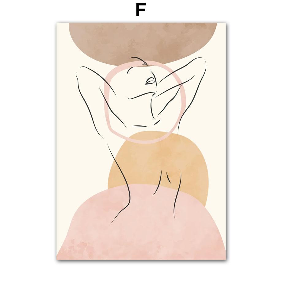 Настенное искусство, акварельная линия, цветочная девушка, тело, лицо, холст, картина, минимализм, домашний постер, украшение для гостиной, принты, фотографии