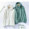 Pocket Fleece Thickened Double-sided Fleece Jacket Women's New Loose Fleece Jacket Cardigan Hooded Thermal Sweater
